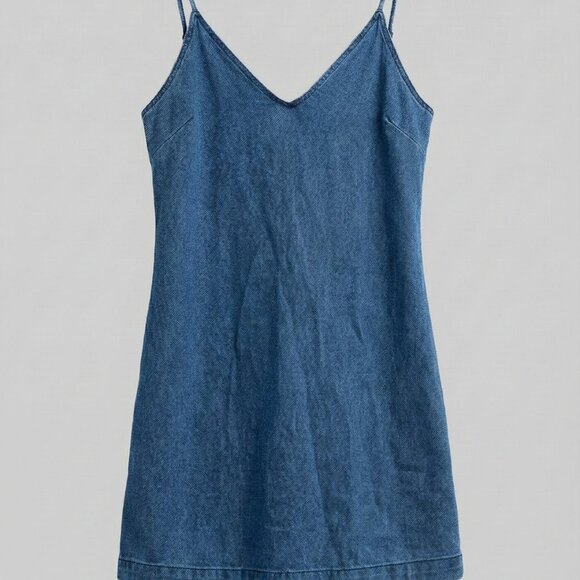 Wilfred Blue Denim Mini Dress with Spaghetti Strop - Picture 1 of 6